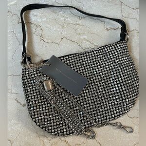 Expressions NYC rhinestone zipper clutch crossbody purse